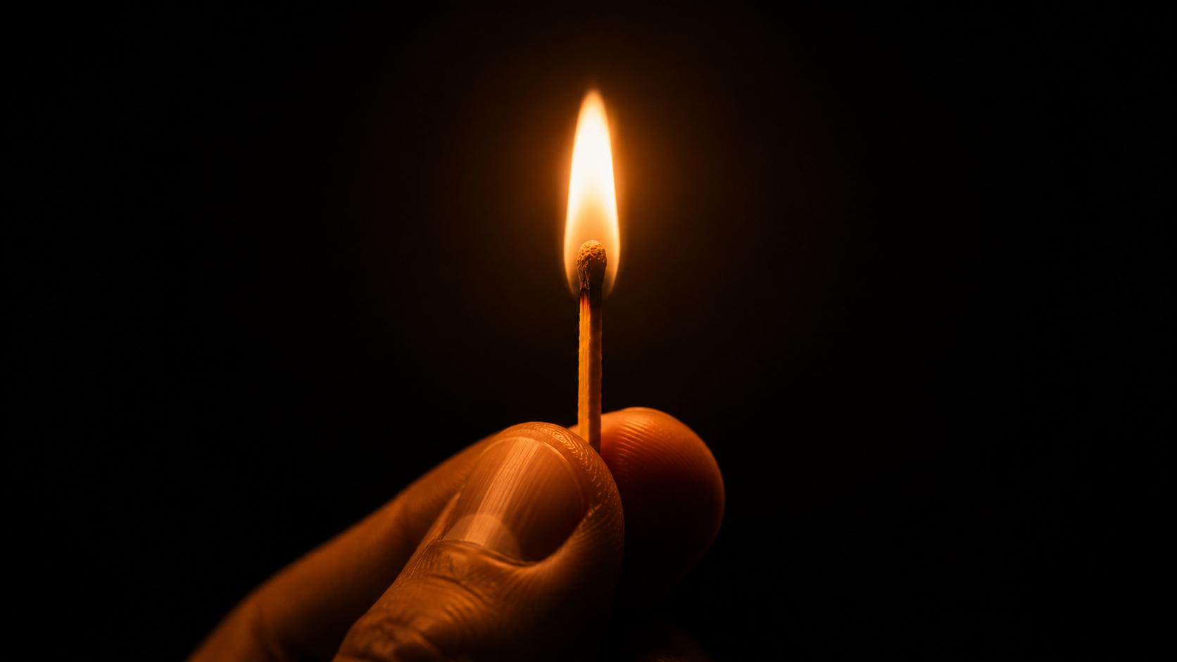 Offer clarity concept — a lit match in darkness representing precise, clear positioning