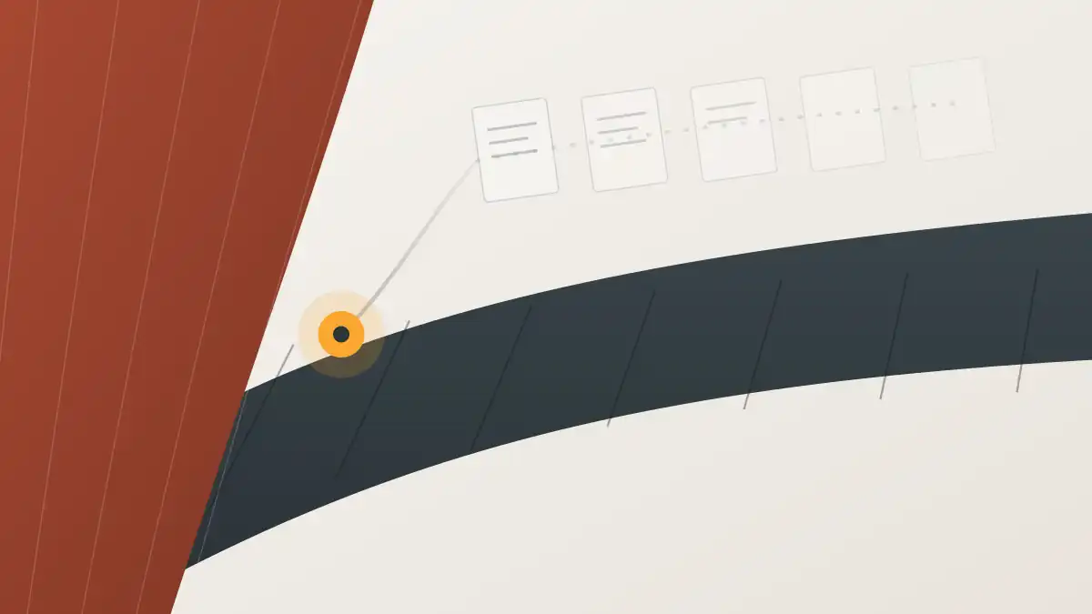 Illustration of a single amber decision point placed before a row of blank marketing posts — why marketing isn't working starts before the first post goes out